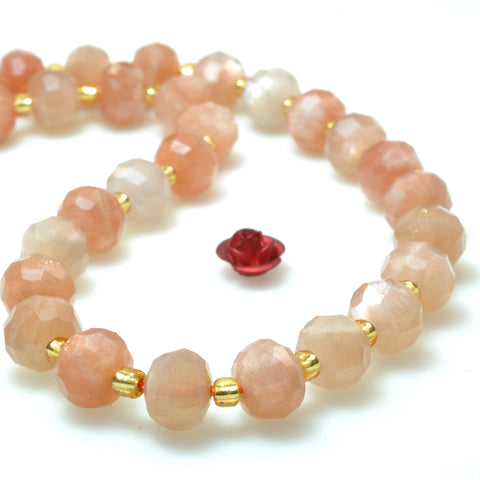 Natural orange golden sunstone faceted rondelle loose beads wholesale gemstone jewelry making bracelet necklace diy