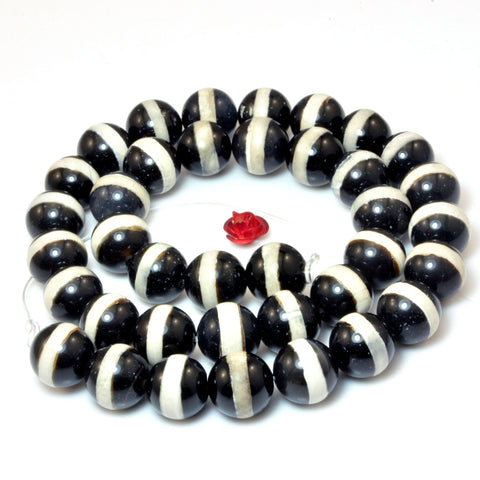Black Tibetan Agate Oneline Dzi smooth round beads wholesale loose gemstone jewelry making DIY stuff
