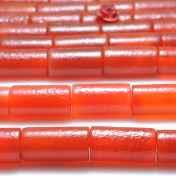 Natural Carnelian stone frosted matte tube loose beads red agate gemstone wholesale for jewelry making bracelet diy
