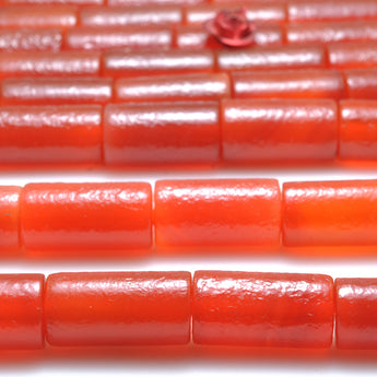 Natural Carnelian stone frosted matte tube loose beads red agate gemstone wholesale for jewelry making bracelet diy
