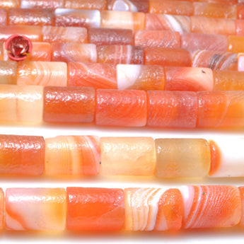 Orange agate frosted matte tube loose beads gemstone wholesale jewelry making bracecet necklace diy
