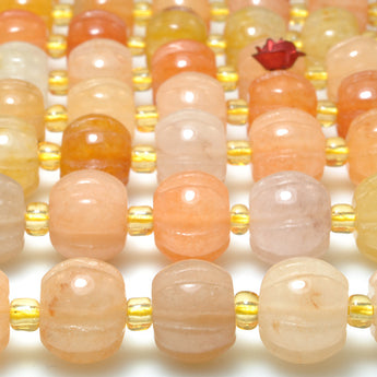 Natural Gold Silk Jade carved pumpkin beads gemstone wholesale jewelry making bracelet necklace diy
