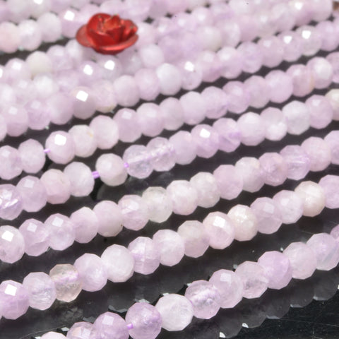 Natural Kunzite faceted rondelle beads wholesale loose gemstone purple pink for jewelry making