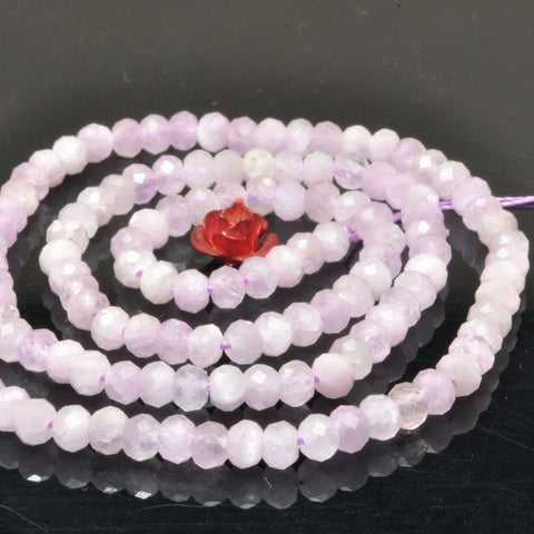 Natural Kunzite faceted rondelle beads wholesale loose gemstone purple pink for jewelry making