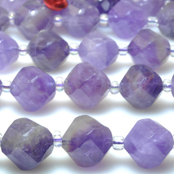 Natural amethyst faceted twist loose beads wholesale gemstone for jewelry making diy bracelet necklace