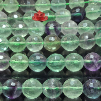 Natural Rainbow Fluorite faceted round loose beads wholesale gemstone for jewelry making 8mm 15"