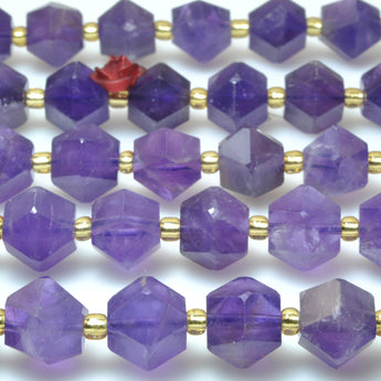 Natural Amethyst faceted geometry cut beads wholesale gemstone jewelry making bracelet necklace diy