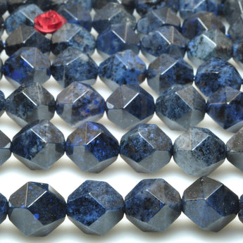 Natural blue dumortierite star cut faceted nugget beads gemstone wholesale jewelry making bracelet necklace diy