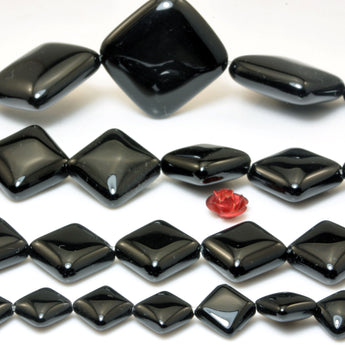 Black Onyx smooth Diagonal Square beads loose stone wholesale gemstone for jewelry making bracelet necklace DIY