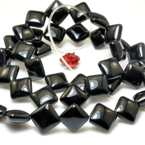 Black Onyx smooth Diagonal Square beads loose stone wholesale gemstone for jewelry making bracelet necklace DIY
