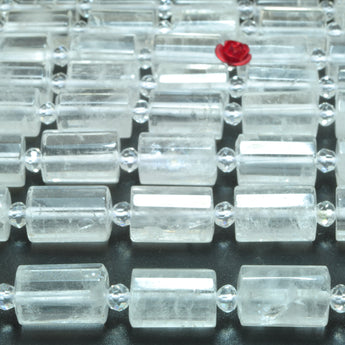 Natural clear rock crystal faceted Tube loose beads gemstone wholesale jewelry making bracelet necklace diy