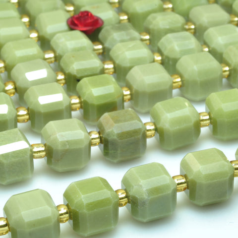 Natural alashan jasper matcha green faceted cube beads loose gemstones wholesale jewelry making stuff semi precious stone