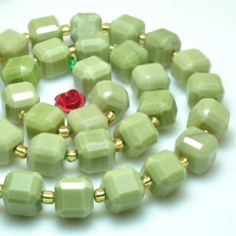 Natural alashan jasper matcha green faceted cube beads loose gemstones wholesale jewelry making stuff semi precious stone
