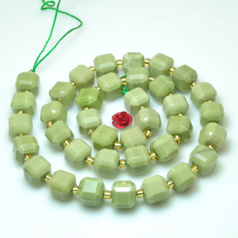Natural alashan jasper matcha green faceted cube beads loose gemstones wholesale jewelry making stuff semi precious stone