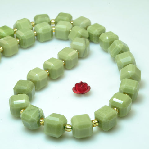 Natural alashan jasper matcha green faceted cube beads loose gemstones wholesale jewelry making stuff semi precious stone
