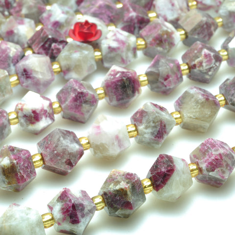 Natural plum blossom tourmaline faceted geometry cut beads wholesale gemstone jewelry making bracelet necklace diy