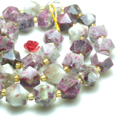 Natural plum blossom tourmaline faceted geometry cut beads wholesale gemstone jewelry making bracelet necklace diy