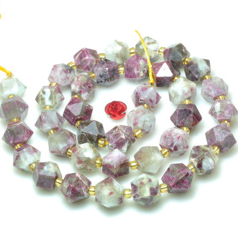 Natural plum blossom tourmaline faceted geometry cut beads wholesale gemstone jewelry making bracelet necklace diy