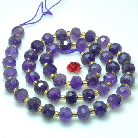 Natural amethyst faceted rondelle beads wholesale gemstone jewelry making bracelet necklace diy