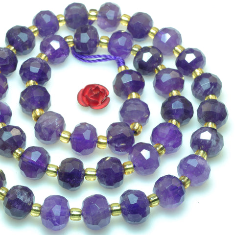 Natural amethyst faceted rondelle beads wholesale gemstone jewelry making bracelet necklace diy