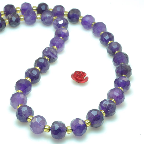 Natural amethyst faceted rondelle beads wholesale gemstone jewelry making bracelet necklace diy