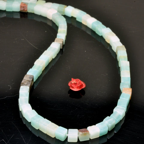 Natural Amazonite multicolor smooth cube loose beads wholesale gemstone jewelry making 15"
