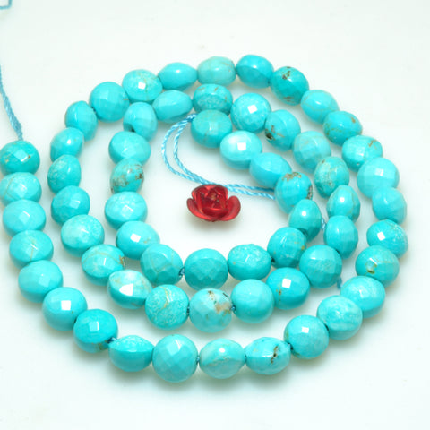 Blue Turquoise faceted coin beads wholesale loose gemstone for jewelry making diy bracelet necklace