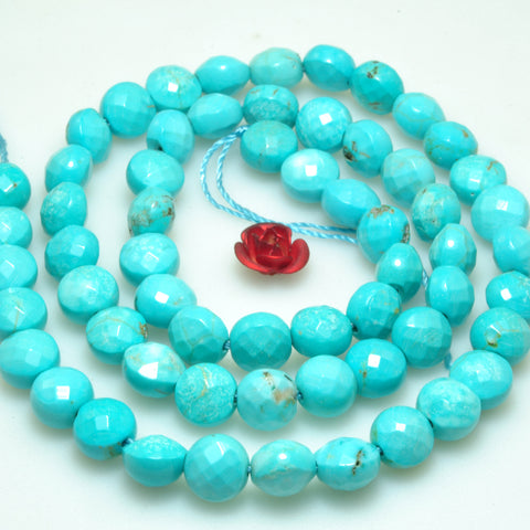 Blue Turquoise faceted coin beads wholesale loose gemstone for jewelry making diy bracelet necklace