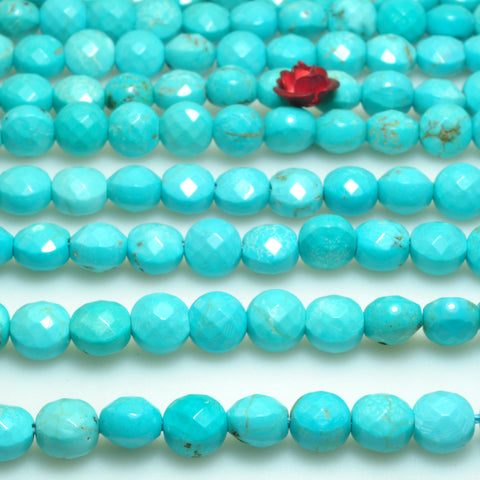 Blue Turquoise faceted coin beads wholesale loose gemstone for jewelry making diy bracelet necklace