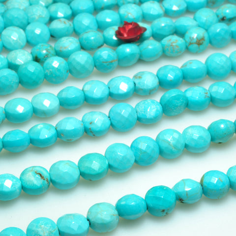 Blue Turquoise faceted coin beads wholesale loose gemstone for jewelry making diy bracelet necklace