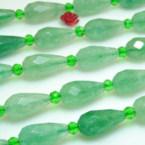 Natural green strawberry quartz faceted teardrop beads gemstone wholesale jewelry making bracelet necklace diy