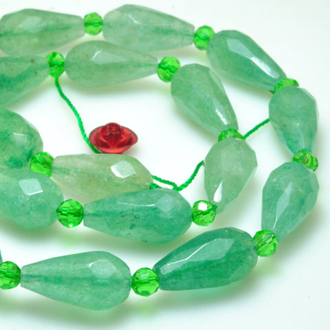 Natural green strawberry quartz faceted teardrop beads gemstone wholesale jewelry making bracelet necklace diy