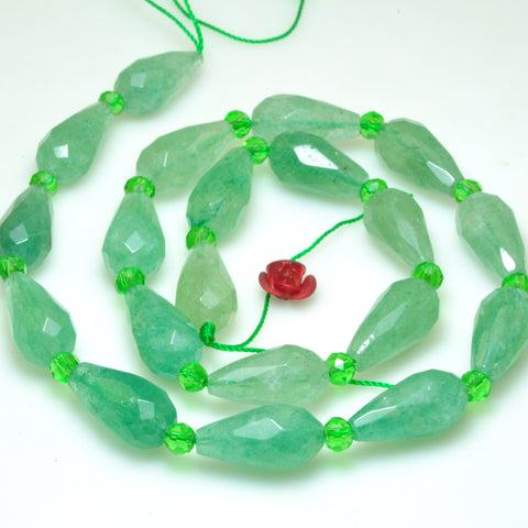 Natural green strawberry quartz faceted teardrop beads gemstone wholesale jewelry making bracelet necklace diy