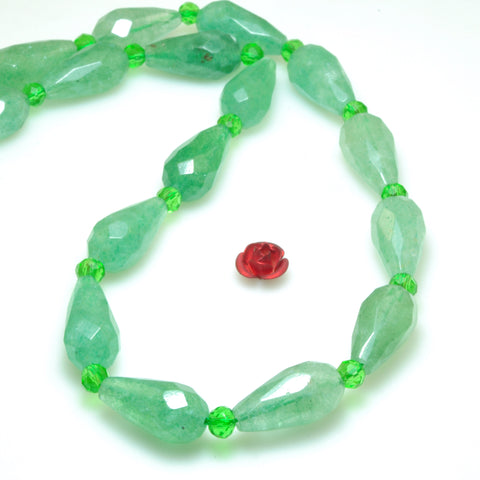 Natural green strawberry quartz faceted teardrop beads gemstone wholesale jewelry making bracelet necklace diy