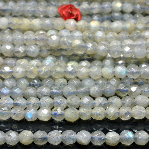 Natural Labradorite faceted round beads wholesale loose gemstone for jewelry making bracelet diy 4mm