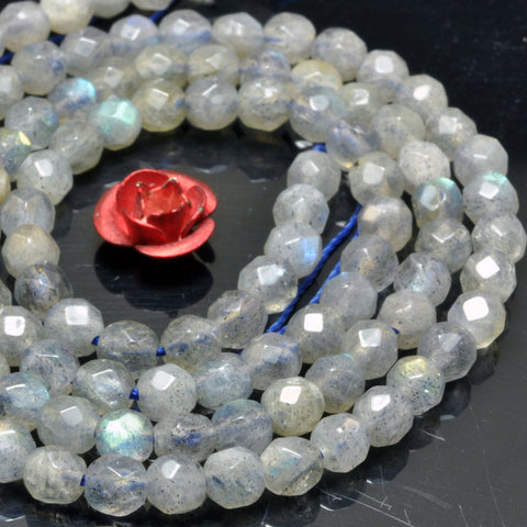 Natural Labradorite faceted round beads wholesale loose gemstone for jewelry making bracelet diy 4mm