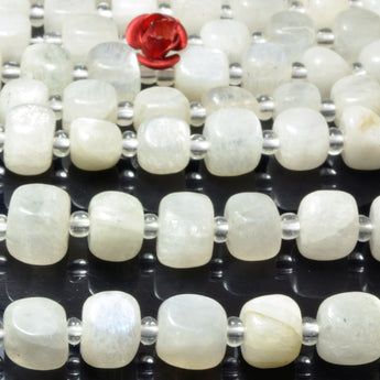 Natural Rainbow Moonstone Smooth Irregular Cube beads wholesale gemstone white semi precious stone for jewelry making DIY