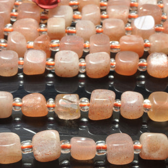 Natural Orange Sunstone Smooth Irregular Cube beads wholesale gemstone semi precious stone for jewelry making DIY