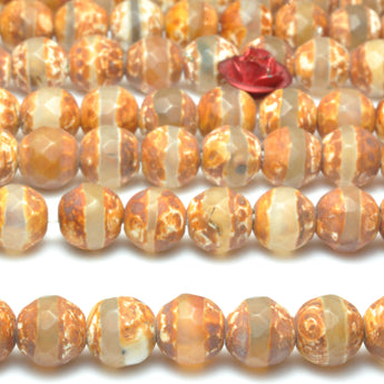 Tibetan Agate Dzi OneLine faceted round beads wholesale loose gemstone for jewelry making bracelet necklace diy