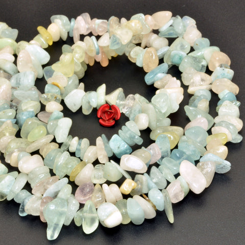 Natural Morganite stone smooth pebble chip beads for jewelry making wholesale loose gemstone diy bracelet