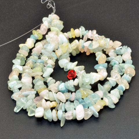 Natural Morganite stone smooth pebble chip beads for jewelry making wholesale loose gemstone diy bracelet