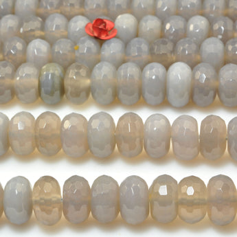 Natural Gray Agate faceted rondelle beads wholesale gemstone jewelry making bracelet necklace diy design