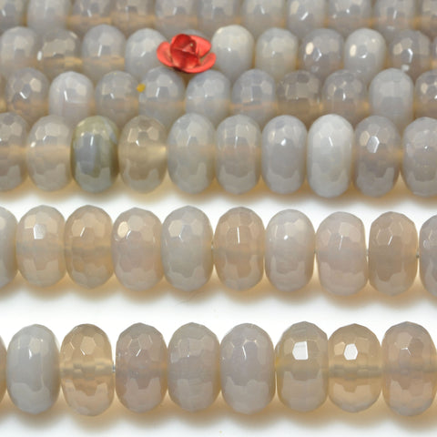 Natural Gray Agate faceted rondelle beads wholesale gemstone jewelry making bracelet necklace diy design