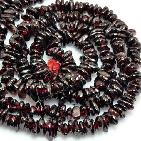 Natural Red Garnet smooth pebble chips beads wholesale gemstone loose stone for jewelry making diy 35 inches