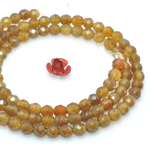 Brown Agate faceted round beads wholesale loose gemstone for jewelry making bracelet necklace DIY