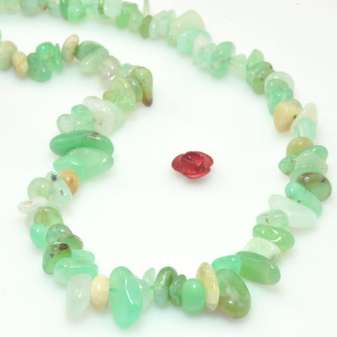 natural green chrysoprase smooth chip beads Australian jade gemstone 5-9mm 15"