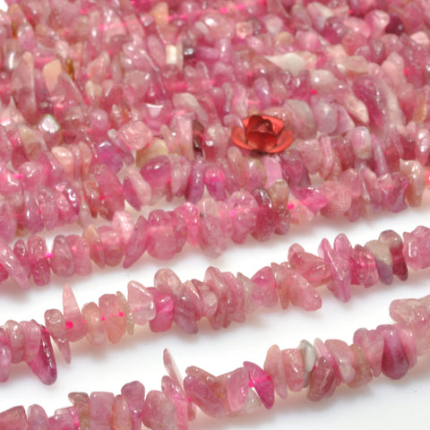 Natural Pink Tourmaline Stone smooth pebble chip beads wholesale gemstone for jewelry making diy bracelet