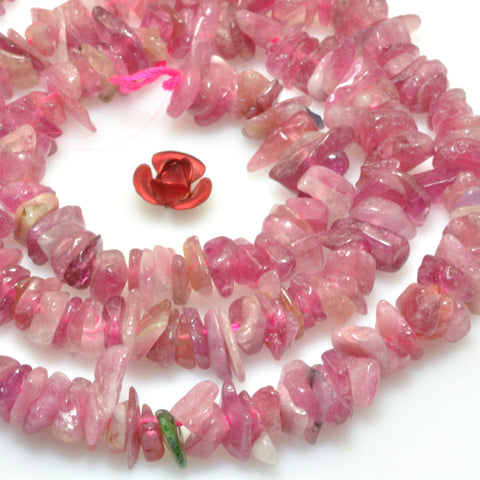 Natural Pink Tourmaline Stone smooth pebble chip beads wholesale gemstone for jewelry making diy bracelet