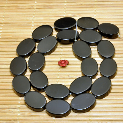Black Onyx smooth flat oval beads wholesale loose gemstone for jewelry making bracelet diy stuff
