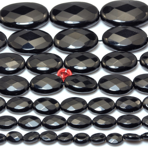 Black Onyx faceted oval beads loose gemstone wholesale for jewelry making DIY bracelet necklace all sizes